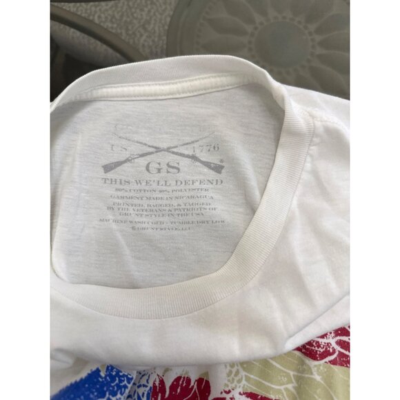 Grunt Style White Patriotic T-Shirt With American Flag Eagle Print Size Large - Picture 3 of 6